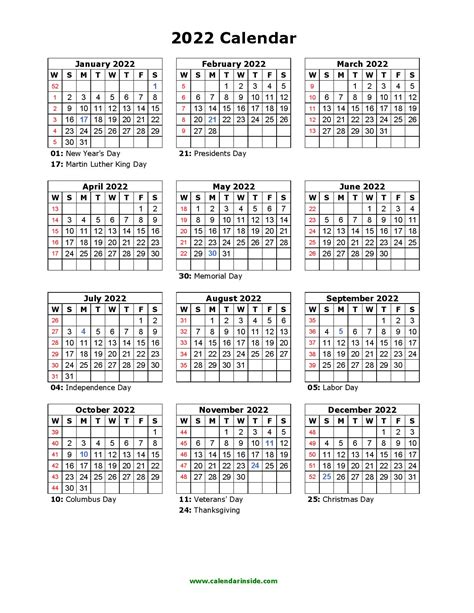 Free Printable Calendar 2022 Templates - Yearly Calendars