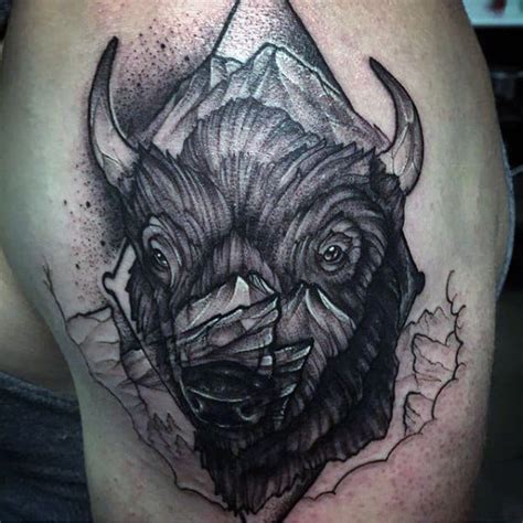 70 Bison Tattoo Designs For Men - Buffalo Ink Ideas