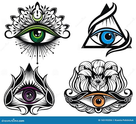 All Seeing Eye Symbol. Vision of Providence. Tattoo Eyes Stock Vector ...