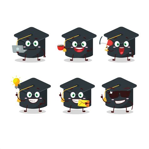 College hot cartoon character with various types of business emoticons ...