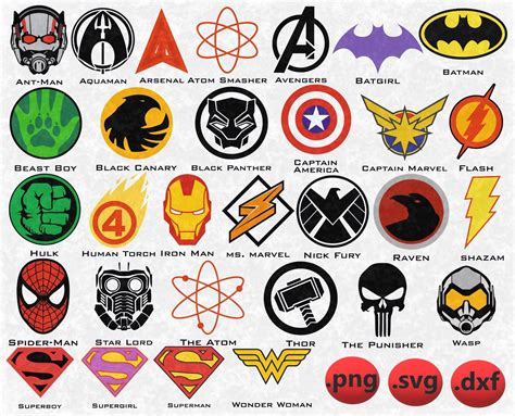 Avengers Superhero Symbol Clipart, Iron Man, Spider Man, Captain America, Hulk, Black Panther ...