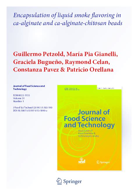 (PDF) Encapsulation of liquid smoke flavoring in ca-alginate and ca ...