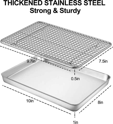 Stainless Steel Baking Sheet with Rack Set Oven Tray & Cookie Sheet Roast Pan | eBay