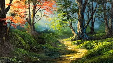 Painting Sun Rays In The Forest | Oil Painting | Paintings By Justin - YouTube