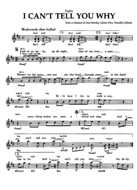 I CAN'T TELL YOU WHY Sheet music | Easy Sheet Music