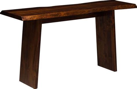 Live Edge Sofa Table with Wood Angled Base from DutchCrafters Amish