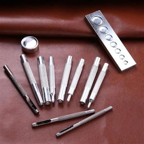 12pcs Button Installation Tool Kit DIY Leather Craft Snap Rivet Fastener Buttons Installation ...