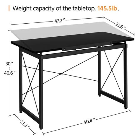 Yaheetech 47"x 24" Drafting Table Drawing/Crafting Table/Desk Art Desk for Artists Tilting ...