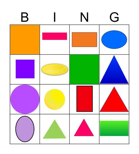 Shapes! Bingo Card