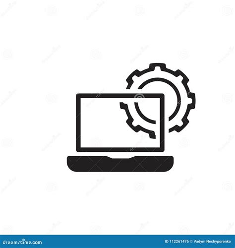 Computer Engineering Icon. Gear and Laptop. Development Symbol Stock ...