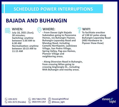 Davao Light & Power Co. Scheduled Power Interruptions - DAVAO LIFE