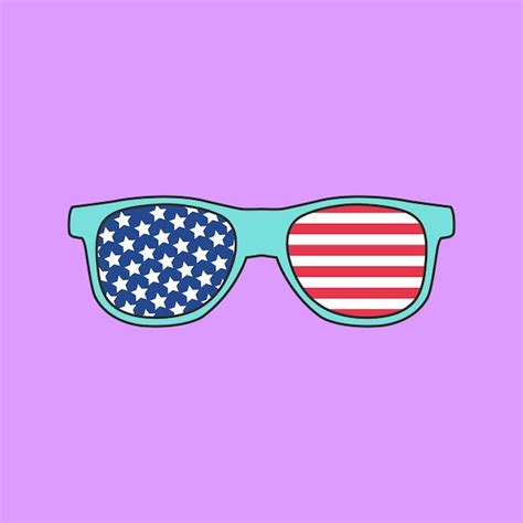 Premium Vector | Sunglasses of an american flag on a purple background 4th july element vector ...