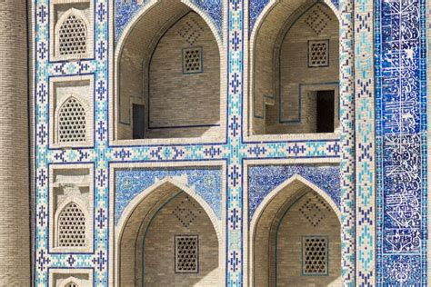 Madrasa Facade in Bukhara, Uzbekistan.Traditional Architecture. Stock ...