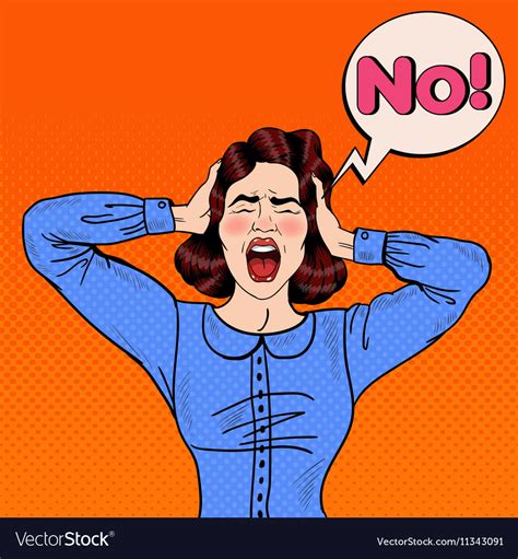 Pop art angry frustrated woman screaming Vector Image