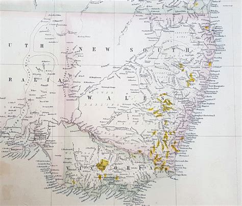 1855 John Bartholomew Large Antique Goldfields Map of Australia - 1st ...