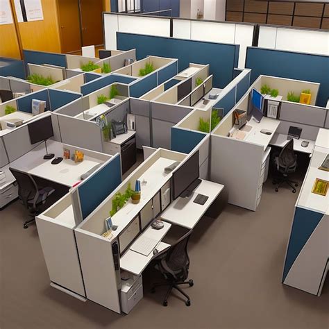 Premium AI Image | An office with cubicles each personalized decor to ...