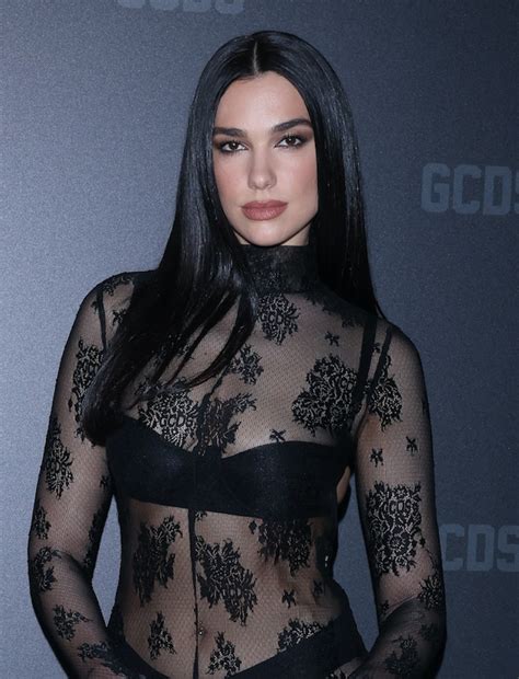 Dua Lipa Wore A Lace Dress & Exposed Thong At Milan Fashion Week