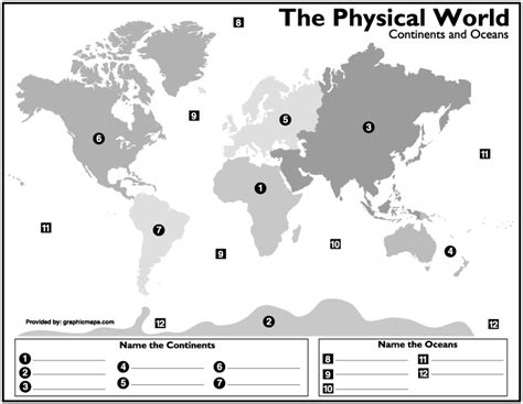 Unerring Ocean And Continents Map Continents Unlabeled Continents ...