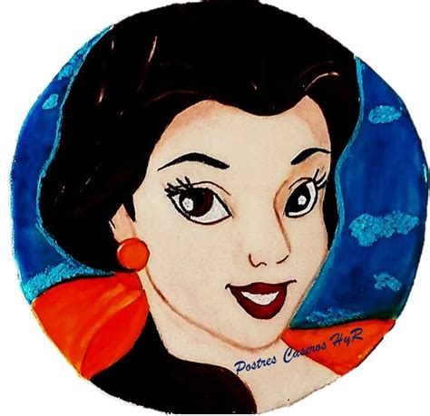 a painting of a woman with black hair and orange earrings