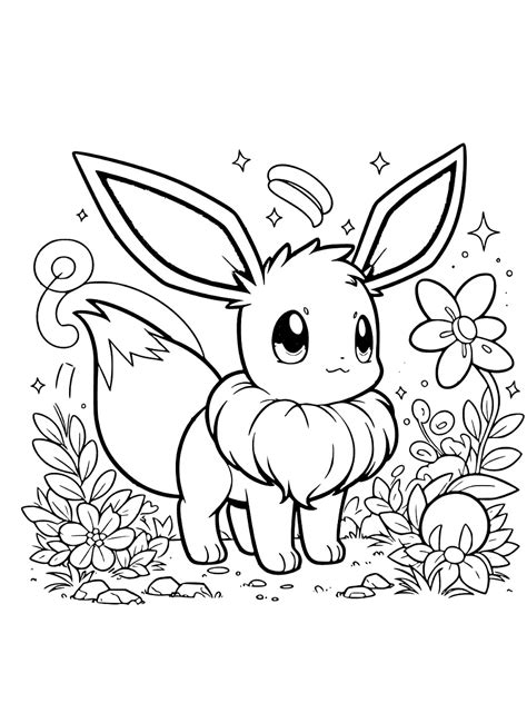 Eevee : Simple coloring page - Pokemon Coloring Pages for Kids