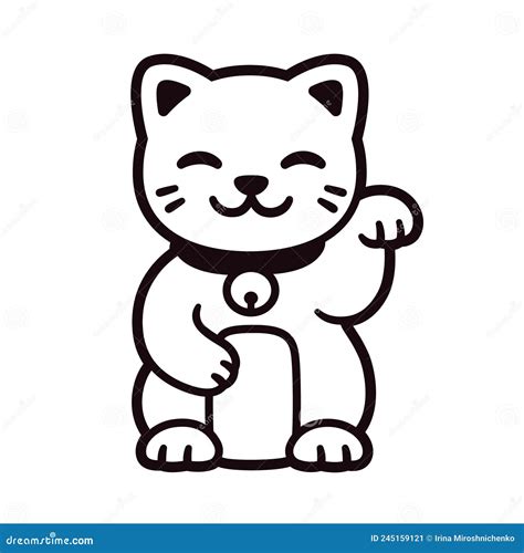 Cute Maneki Neko cat logo stock vector. Illustration of drawn - 245159121