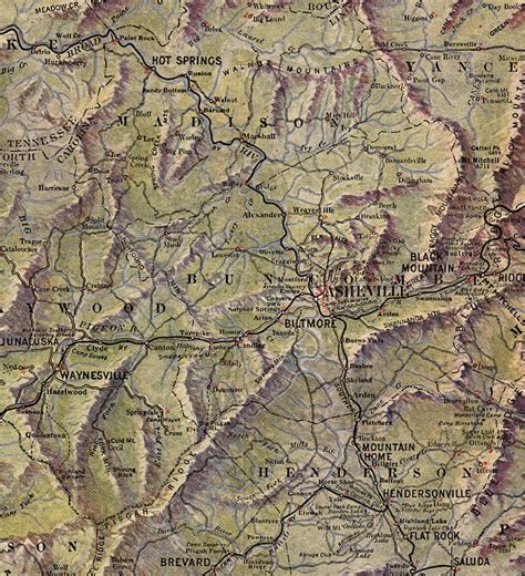 Map of Western North Carolina and Its Mountains Streams and | Etsy