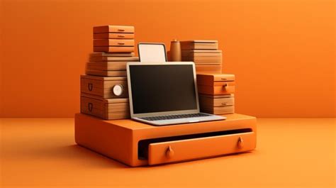 Premium Photo | Conceptual laptop with wooden file drawers protruding ...