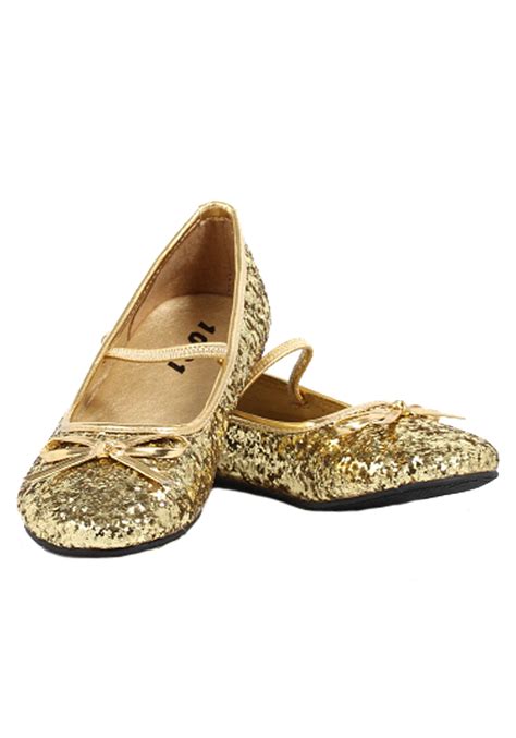 Girls Gold Glitter Ballet Flats