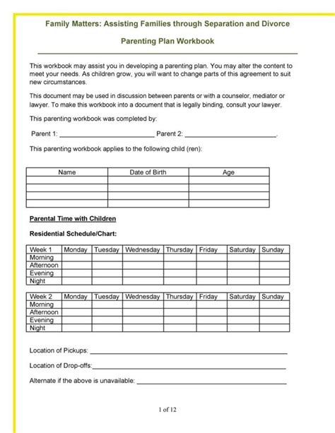 Download parenting plan template 03 | Parenting plan, Parenting plan custody, Parenting plan ...