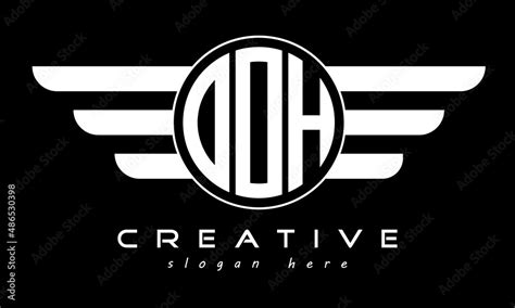 OOH three letter monogram type circle letter logo with wings vector template. Stock Vector ...