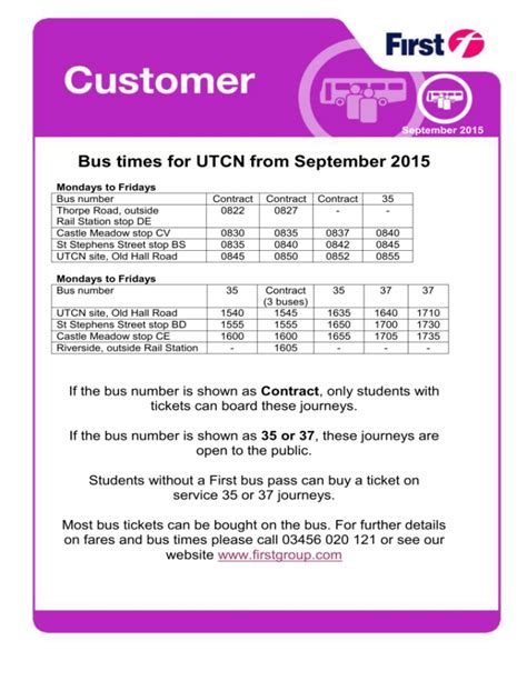 First Bus Timetable