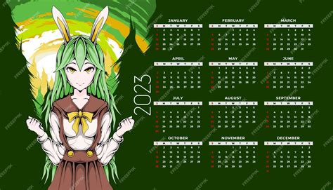 Premium Vector | Anime calendar 2023 design template