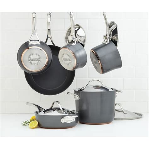 Shop Anolon Nouvelle Copper Hard-anodized Nonstick 11-piece Dark Grey Cookware Set - Free ...