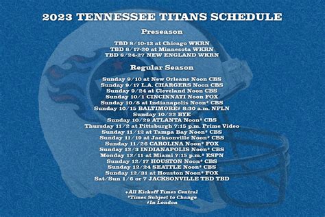 Tennessee Titans release 2023 Regular Season Schedule - Clarksville ...