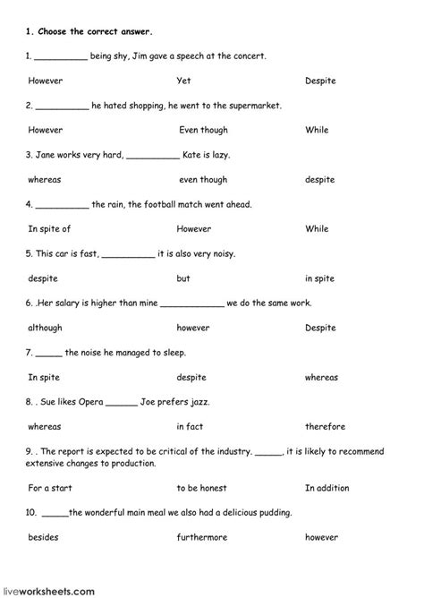 Connectors Interactive Worksheet