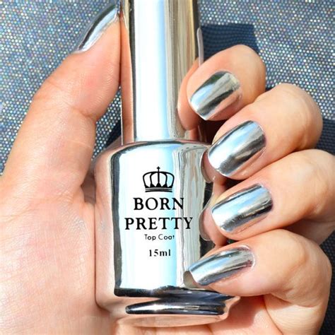 2Pcs 15ML Metallic Mirror Effect Nail Polish Metal Silver Varnish &15ML Top Coat | Unghie smalto ...