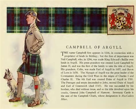 an advertisement for the campbell clan featuring a man in a kilt with ...