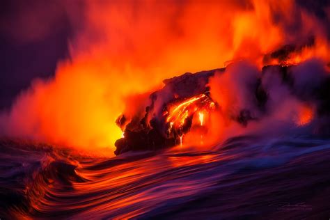 Tom Kualii, Volcanic eruption, Volcano, Sea, Water, Colorful, Smoke ...