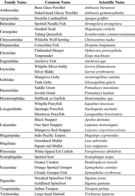 List of fish species captured in Marudu Bay mangrove and river tributaries. | Download Table