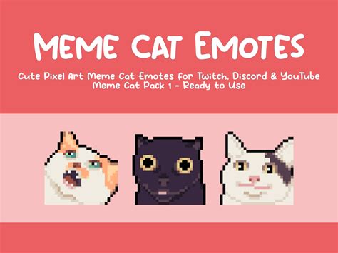 3 Pixel Art Cat Meme Emotes for Twitch & Discord Ready to Use - Etsy | Pixel art, Cat memes, Pixel