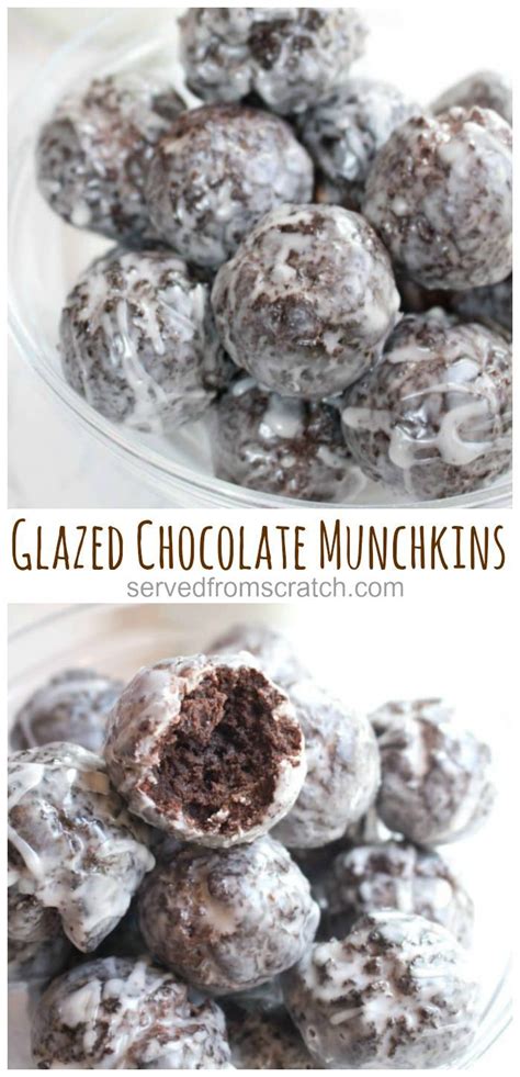 Glazed Chocolate Munchkins (Donut Holes) | Donut hole dessert, Fun desserts, Yummy food