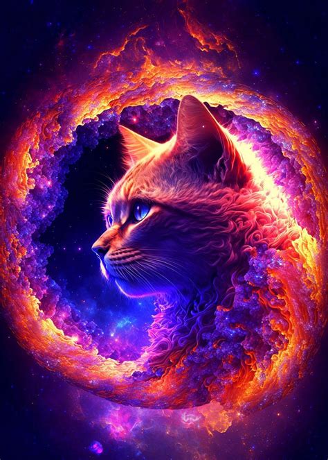 'Spiral cat Nebula' Poster by nogar007 | Displate in 2023 | Cute animal drawings, Cute animal ...