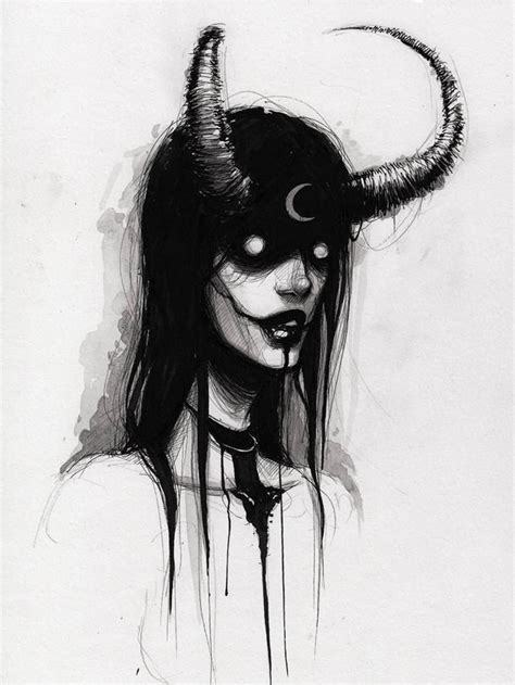 horns - fine art print - 9x12 | Scary drawings, Dark art drawings, Creepy drawings