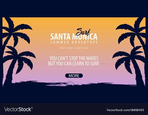 Santa monica surfing graphic with palms surf club Vector Image