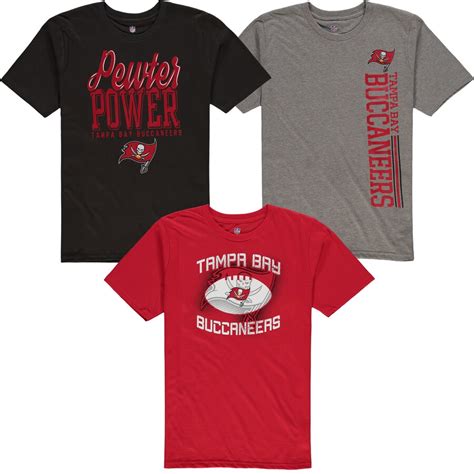 Tampa Bay Buccaneers Youth Red/Pewter/Gray 3-Pack T-Shirt Set