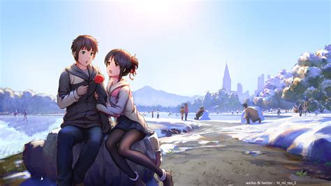 Taki and Mitsuha - Makoto Shinkai Fan Art (43275341) - Fanpop