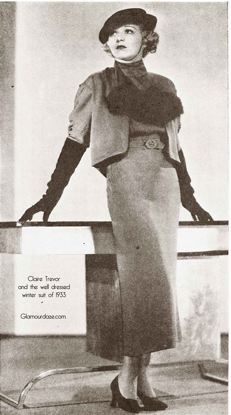 1930s Fashion - Claire Trevor's well dressed winter suit of 1933 - Glamour Daze