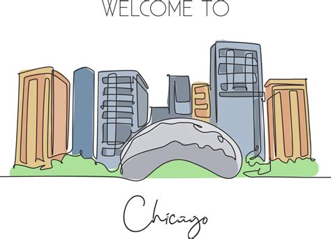 Chicago Bean Skyline Drawing