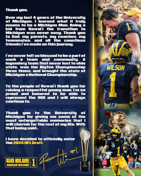 Roman Wilson declares for the NFL draft! : r/MichiganWolverines