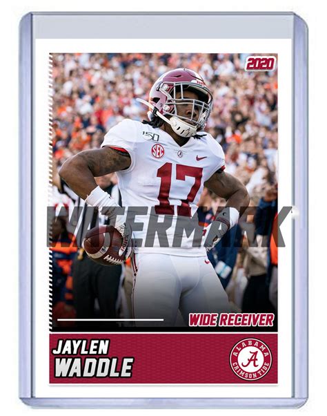 Jaylen Waddle 2020 Alabama Crimson Tide custom handmade football card